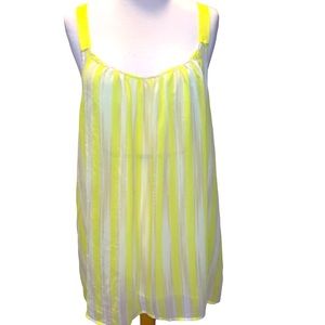 Lane Bryant Women’s size 18 Neon Yellow & White Sheer Tank Top adjustable Straps